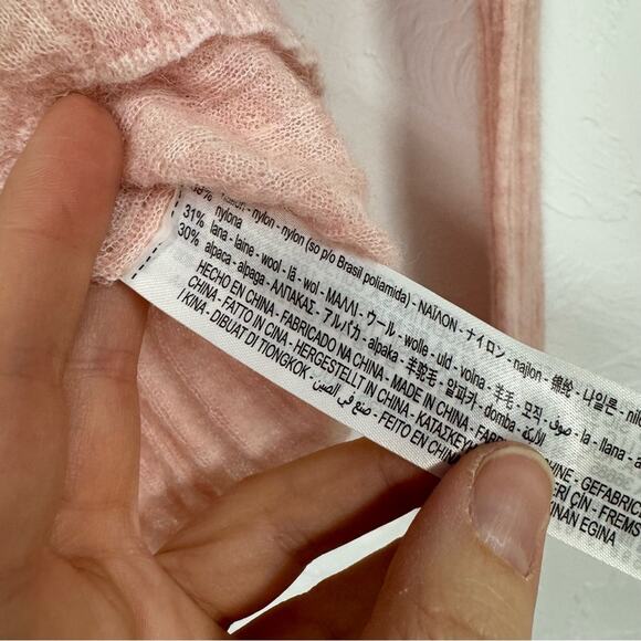 Zara Pink Alpaca Wool Blend Ribbed Turtleneck Sweater Womens S Pullo Preppy Fall - Picture 4 of 9